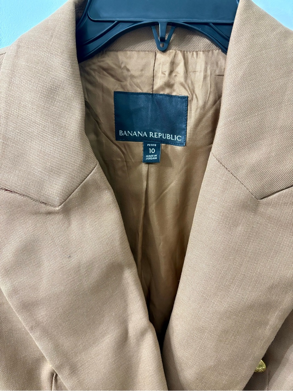 Banana Republic Camel Double-Breasted Blazer with Gold Buttons size 10 - Picture 4 of 6